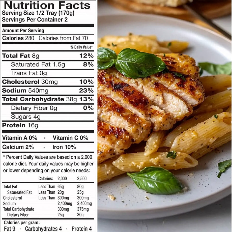 Grumpy Butcher Premium Premade Meals: Chicken Cutlet Fritter & Penne P ...