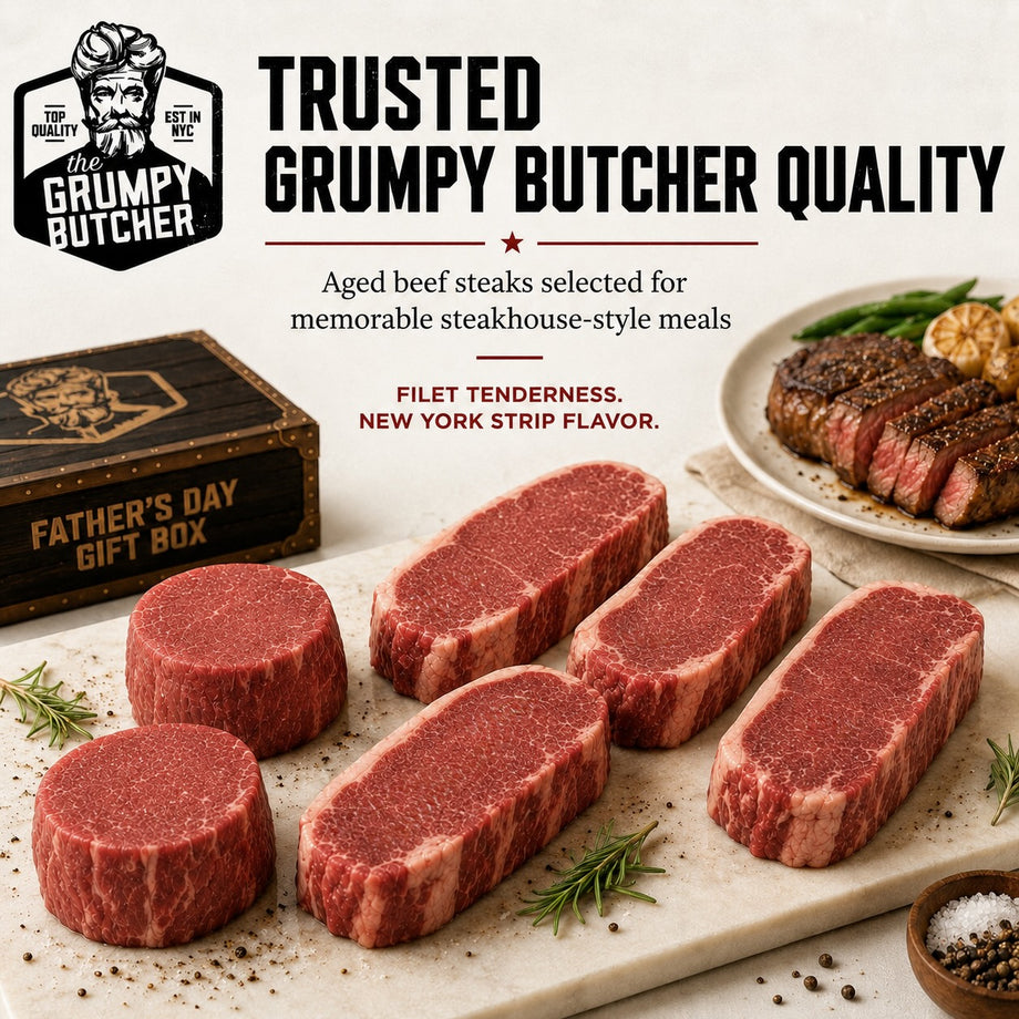 Grumpy Butcher's 6 Steak Sampler: Filet Mignon & NY Strip Steaks