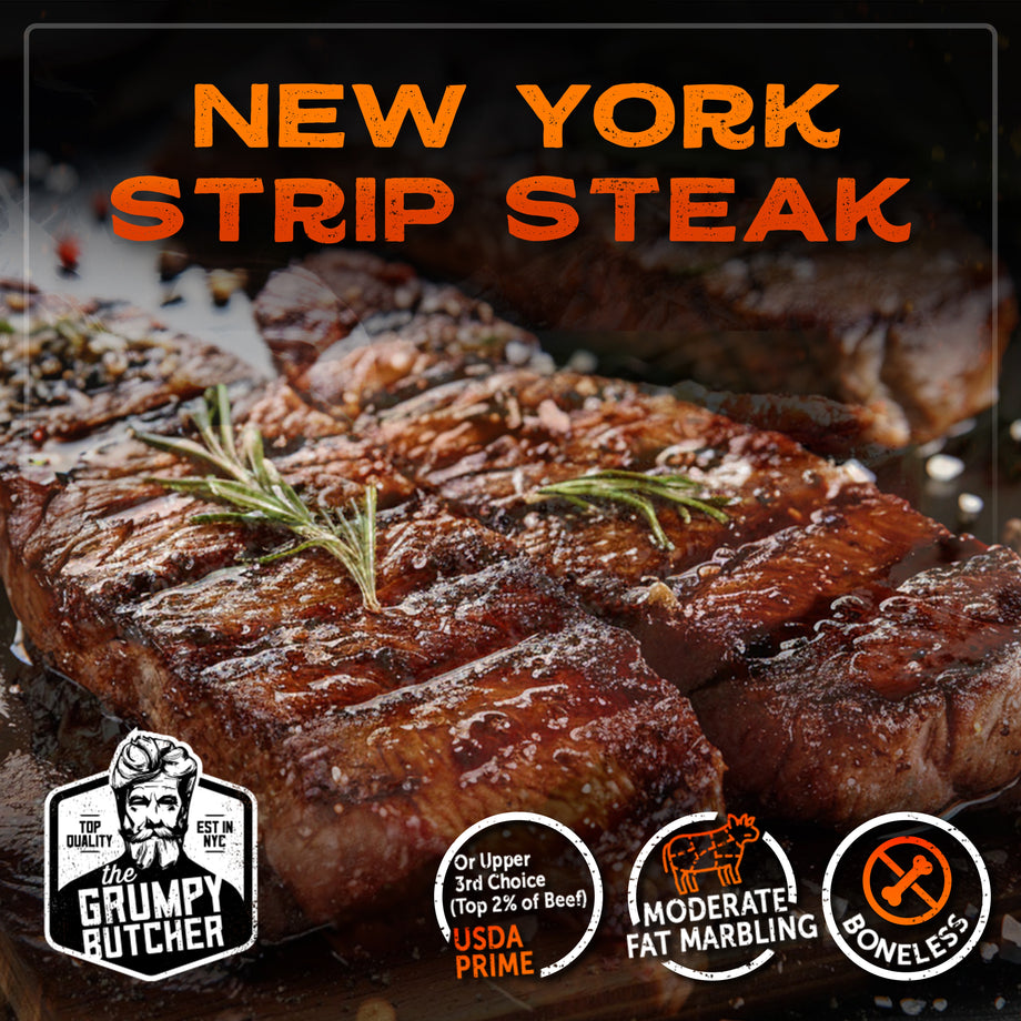 USDA Prime NY Strip Steaks Pack, 10 oz – Den's Hot Dogs