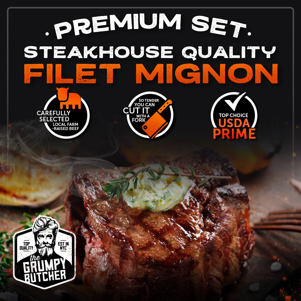 8 Steak Premium Set: NY Strip, Ribeye & Filet Mignon - High-Quality Steak Assortment