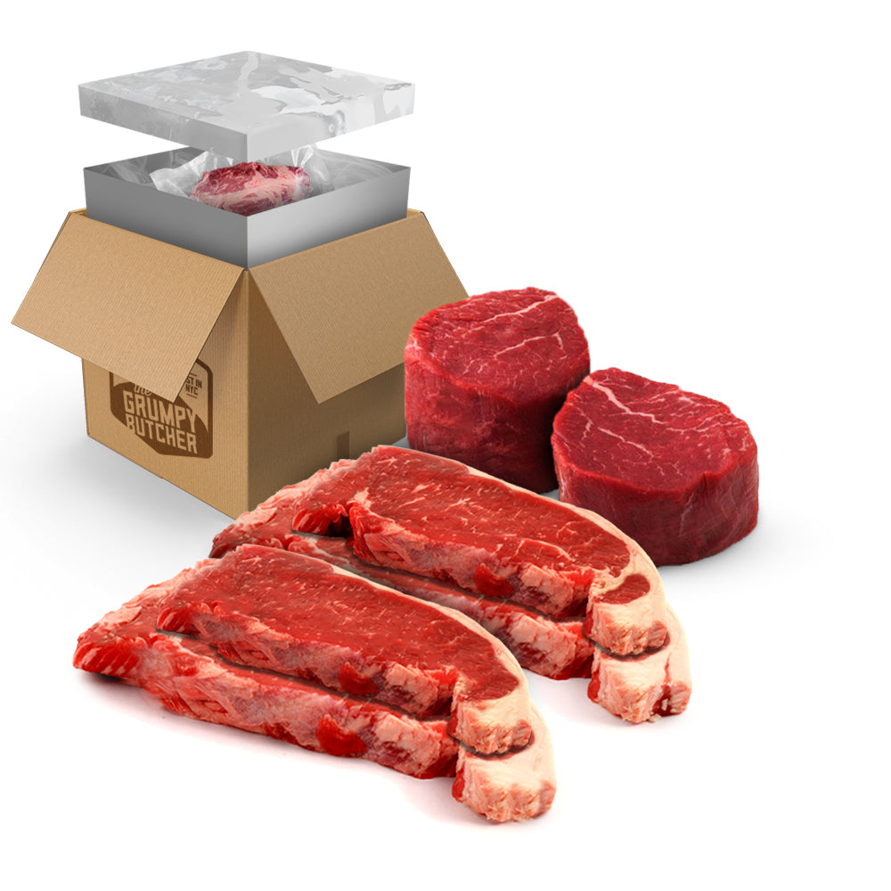 Grumpy Butcher's 6 Steak Sampler: Filet Mignon & NY Strip Steaks - Assorted Steak Cuts