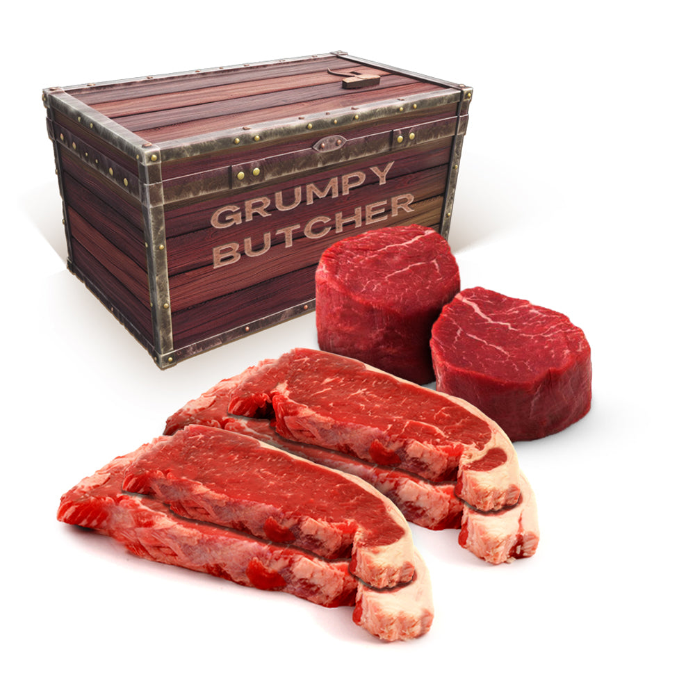 Grumpy Butcher's 6 Steak Sampler: Filet Mignon & NY Strip Steaks – Den ...